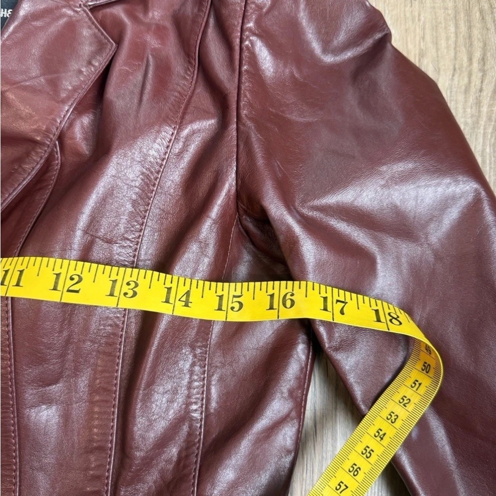 Wilson Burgundy Leather Blazer Jacket for Women - Picture 12 of 16